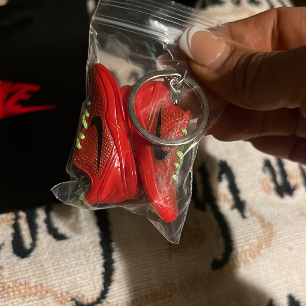 Custom made sneakers red color keychains / purse charm one pair W box and bag 2